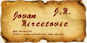 Jovan Mirčetović vizit kartica